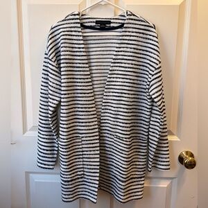 Sanctuary Navy & White Striped French Terry Open Front Cardigan - Size M